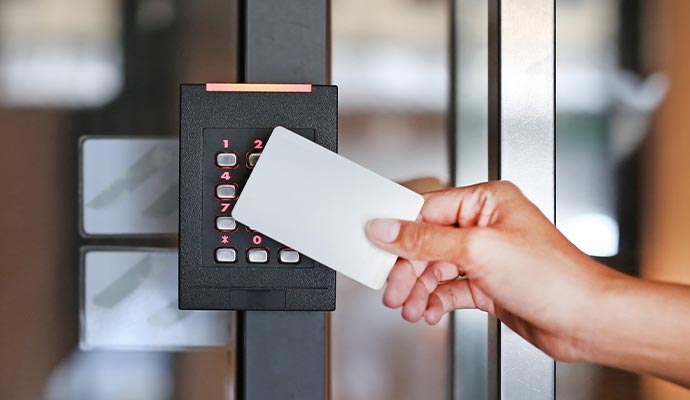 Key card reader is being used