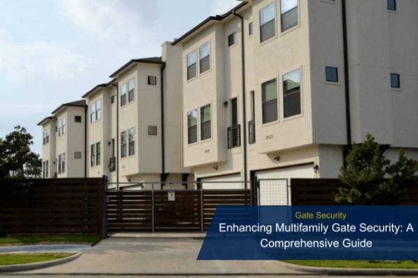 Secure entry gate for a modern multifamily residential building.