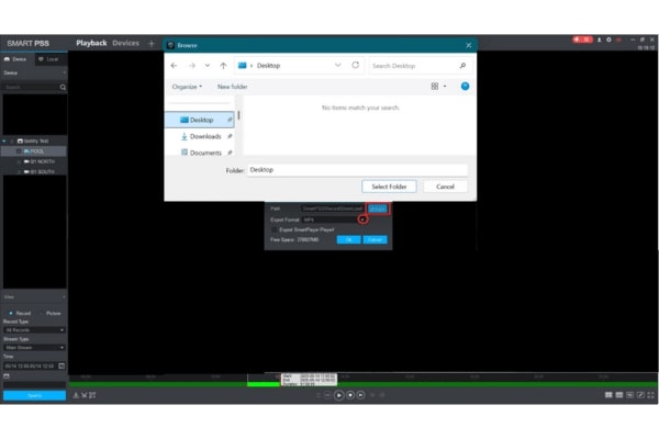 Smart PSS file browser and export settings with red indicators