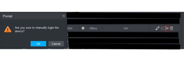 A software dialogue box in Smart PSS