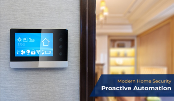 A smart thermostat installed on wall