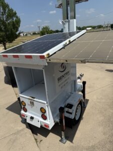 Solar powered security trailer base