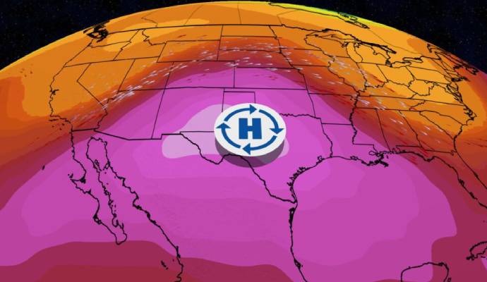 A thermal heat map of Texas showing high temperatures that can affect security sensor sensitivity.