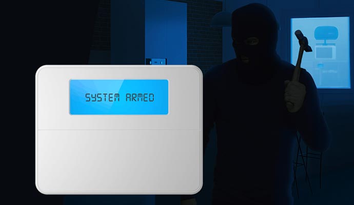 Business security system armed against intruder