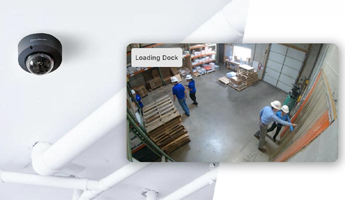 Commercial warehouse security camera monitoring
