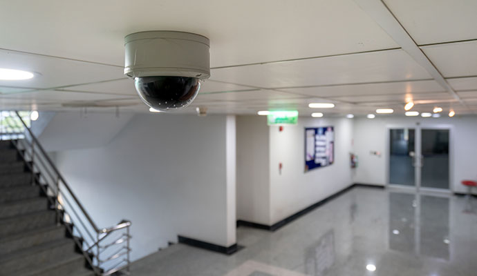 Indoor dome camera overlooking hallway