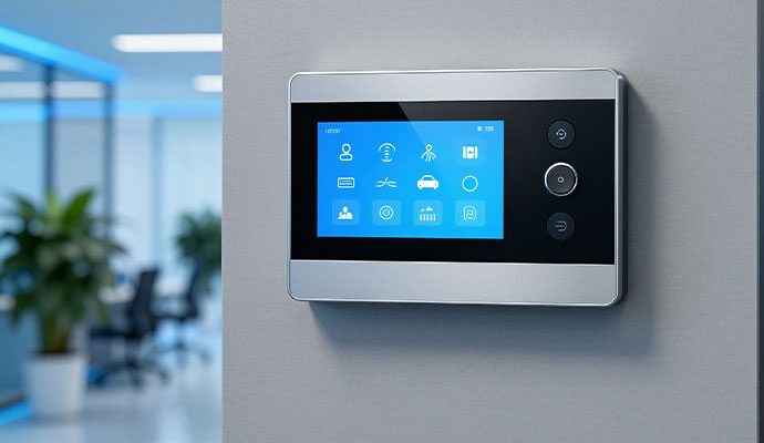 Office security control panel with touchscreen