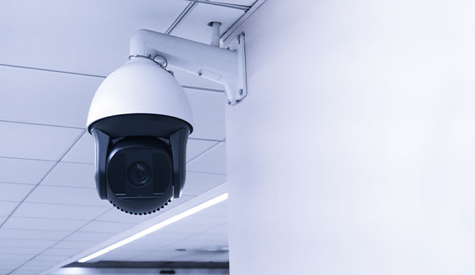 PTZ dome camera on wall mount
