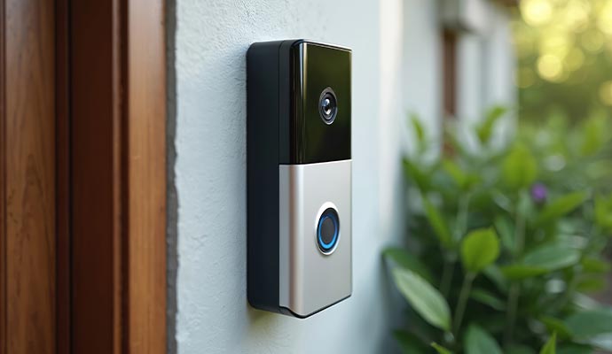 Doorbell camera installed beside the door