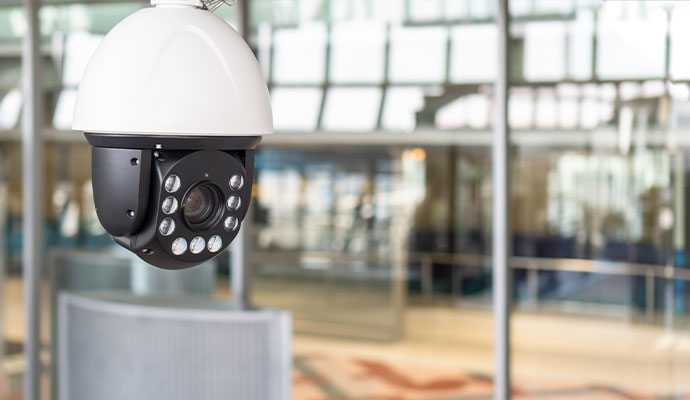 Hanging PTZ camera with infrared lights