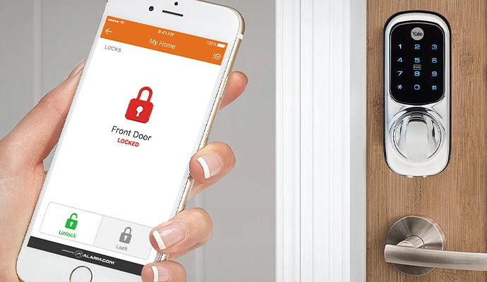 Controlling smart door lock using phone app