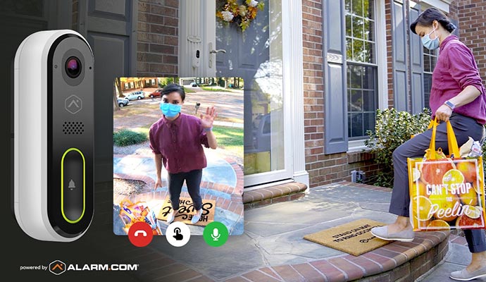 Person using smart doorbell system