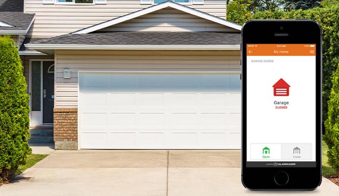 Smart garage door controlled by mobile app