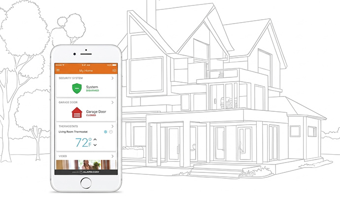 Interactive home security system and remote control app interface