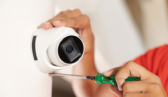Wired security camera installation