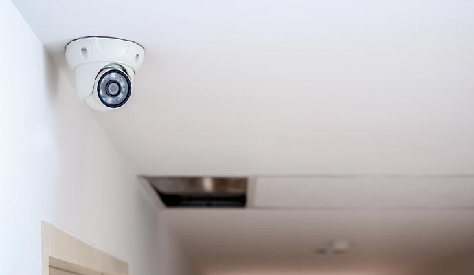 Indoor camera mounted on the ceiling