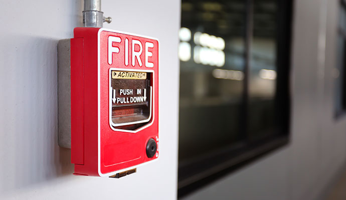 Red fire alarm pull station