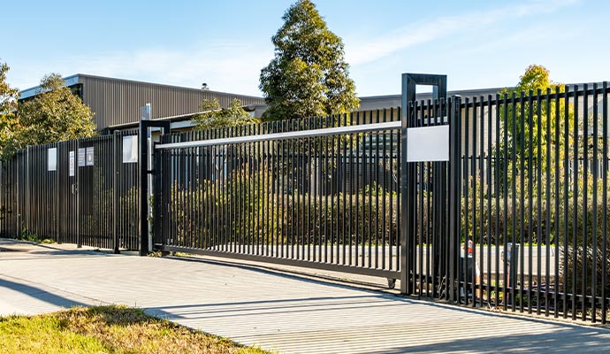 Secured property with gated fences