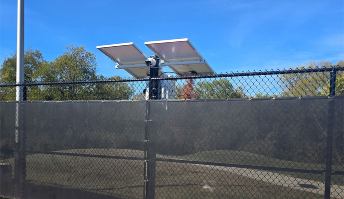 Security camera installed outside of a commercial space